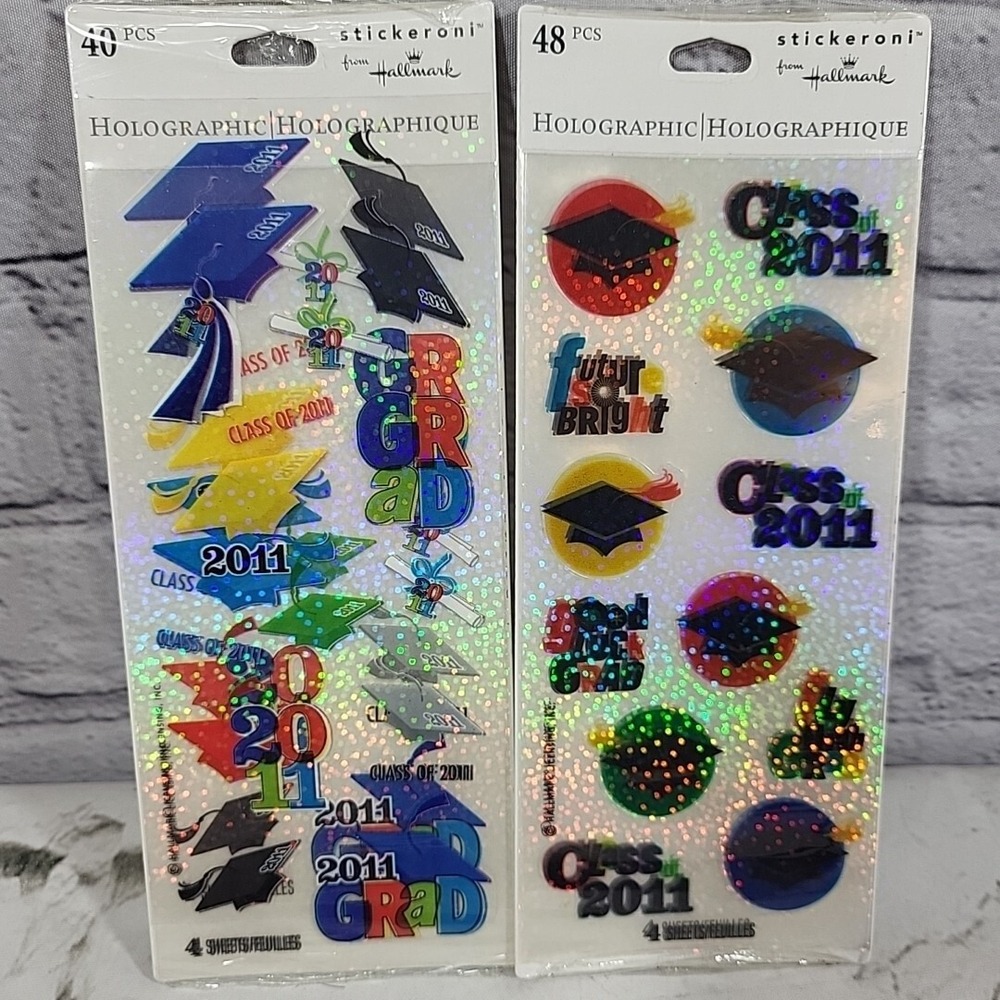 Hallmark Stickeroni Stickers Holographic Graduation 2011 Lot of 2 Packages